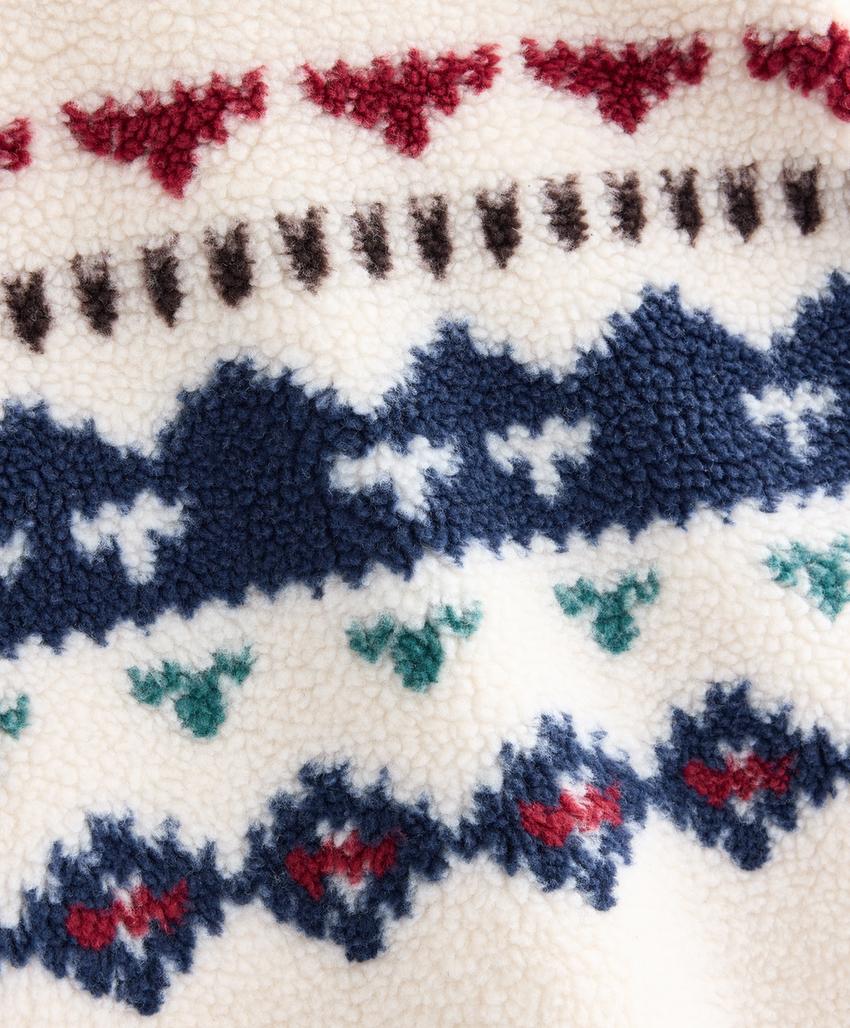 Faux-shearling sweatshirt with geometric detail