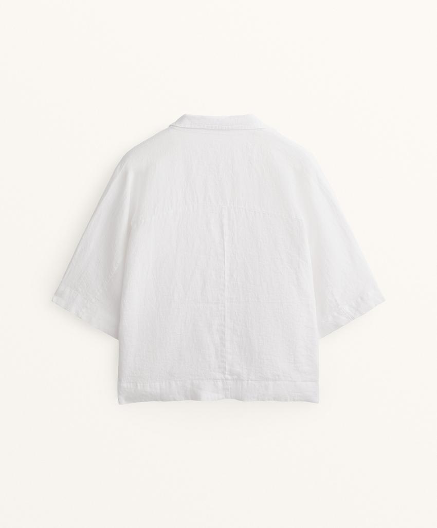 Рубашка оверсайз из 100%-го льна с короткими рукавами