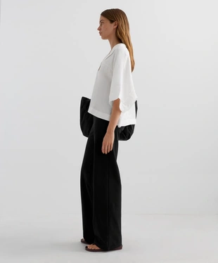 Рубашка оверсайз из 100%-го льна с короткими рукавами- Заказать в России