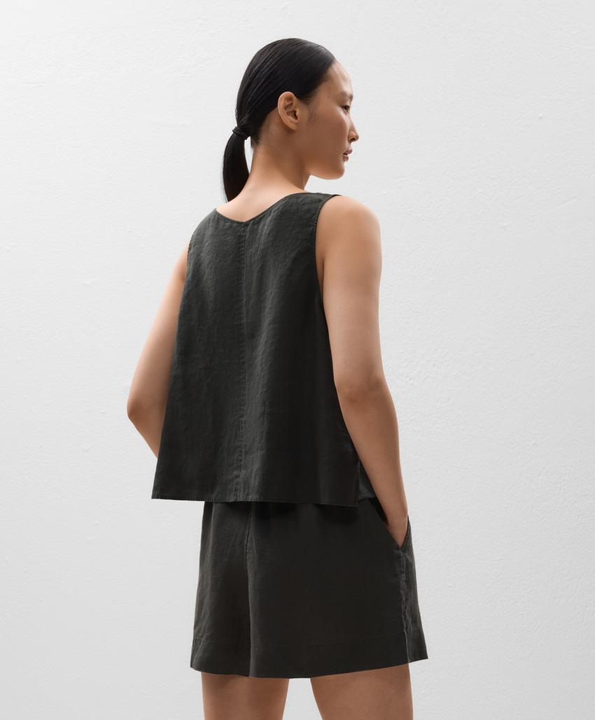 Top с V-образным вырезом, 100% лен