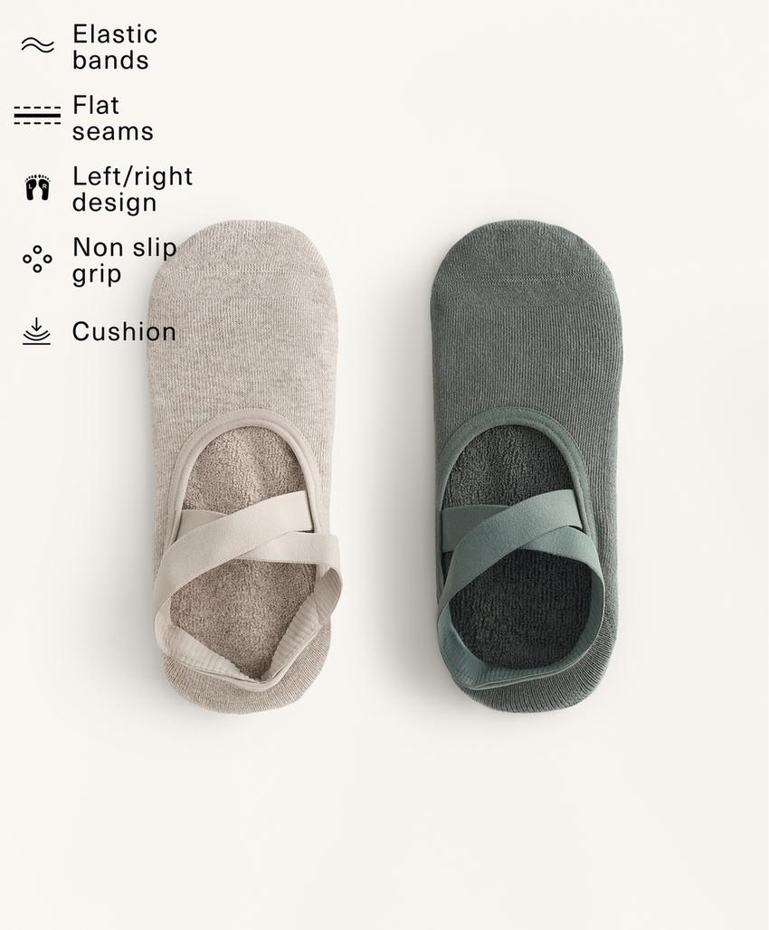 2 пары носков из смесового хлопка с лентами для йоги и пилатеса