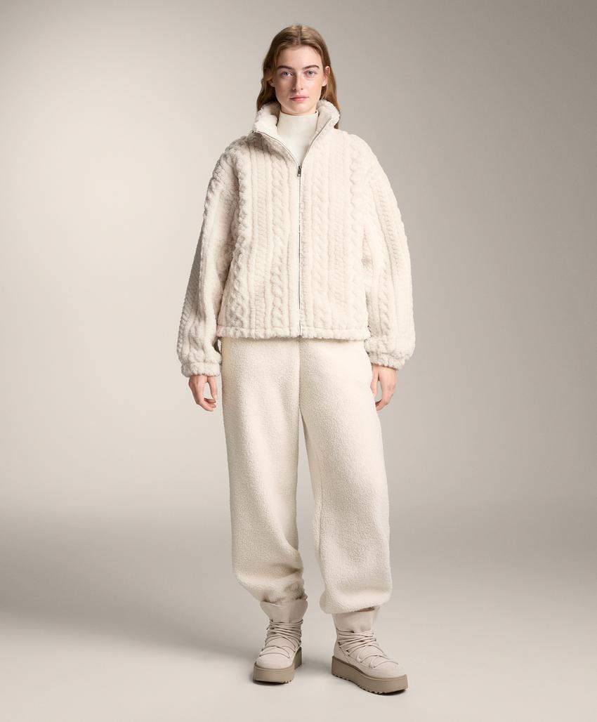 Lightweight faux-shearling jogging trousers