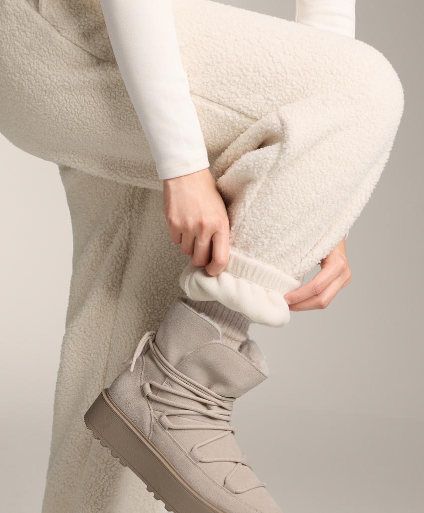 Lightweight faux-shearling jogging trousers