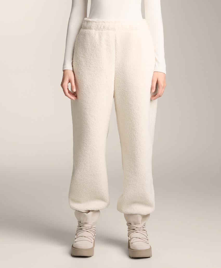 Lightweight faux-shearling jogging trousers