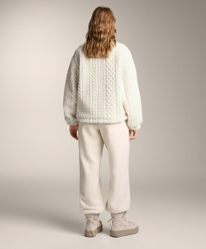 Lightweight faux-shearling jogging trousers