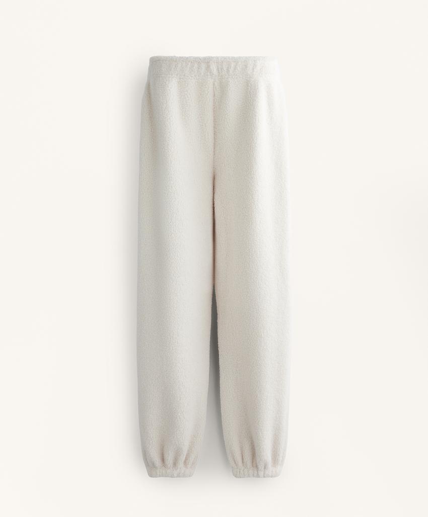 Lightweight faux-shearling jogging trousers