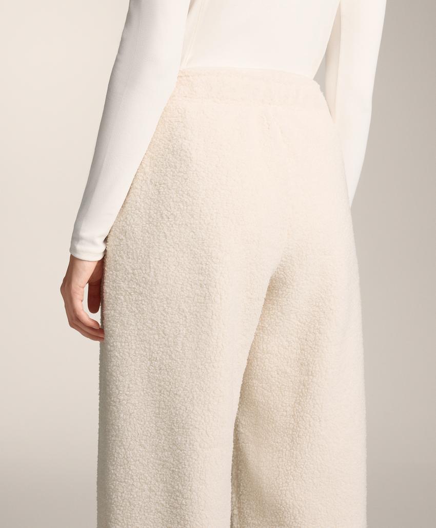 Lightweight faux-shearling jogging trousers