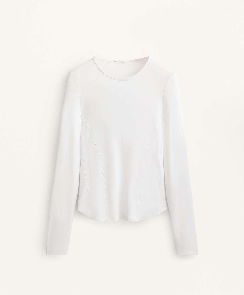 Футболка в рубчик с длинными рукавами из хлопка и модала