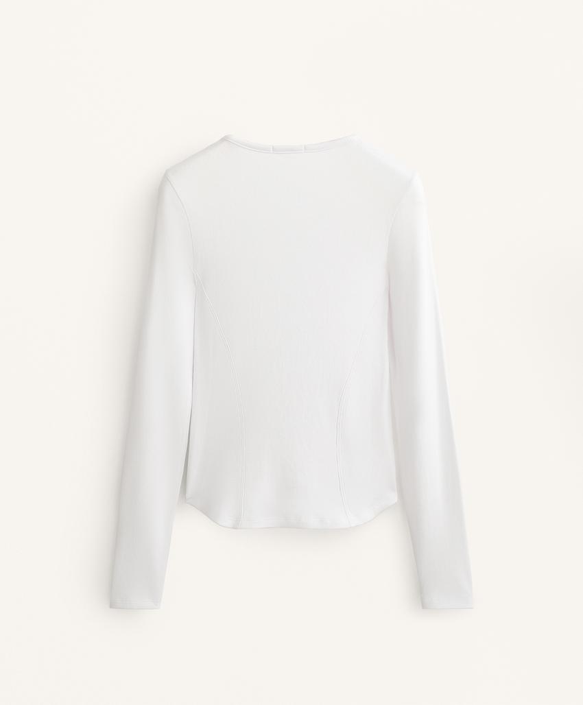 Футболка в рубчик с длинными рукавами из хлопка и модала