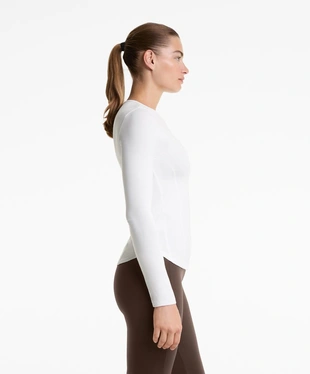 Футболка в рубчик с длинными рукавами из хлопка и модала- Заказать в России