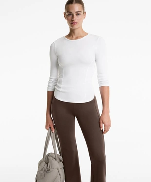 Футболка в рубчик с длинными рукавами из хлопка и модала- Заказать в России