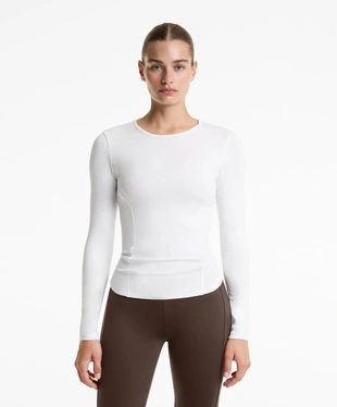 Футболка в рубчик с длинными рукавами из хлопка и модала- Заказать в России