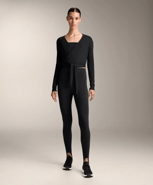 Топ на запах из смесового хлопка в рубчик- Заказать в России