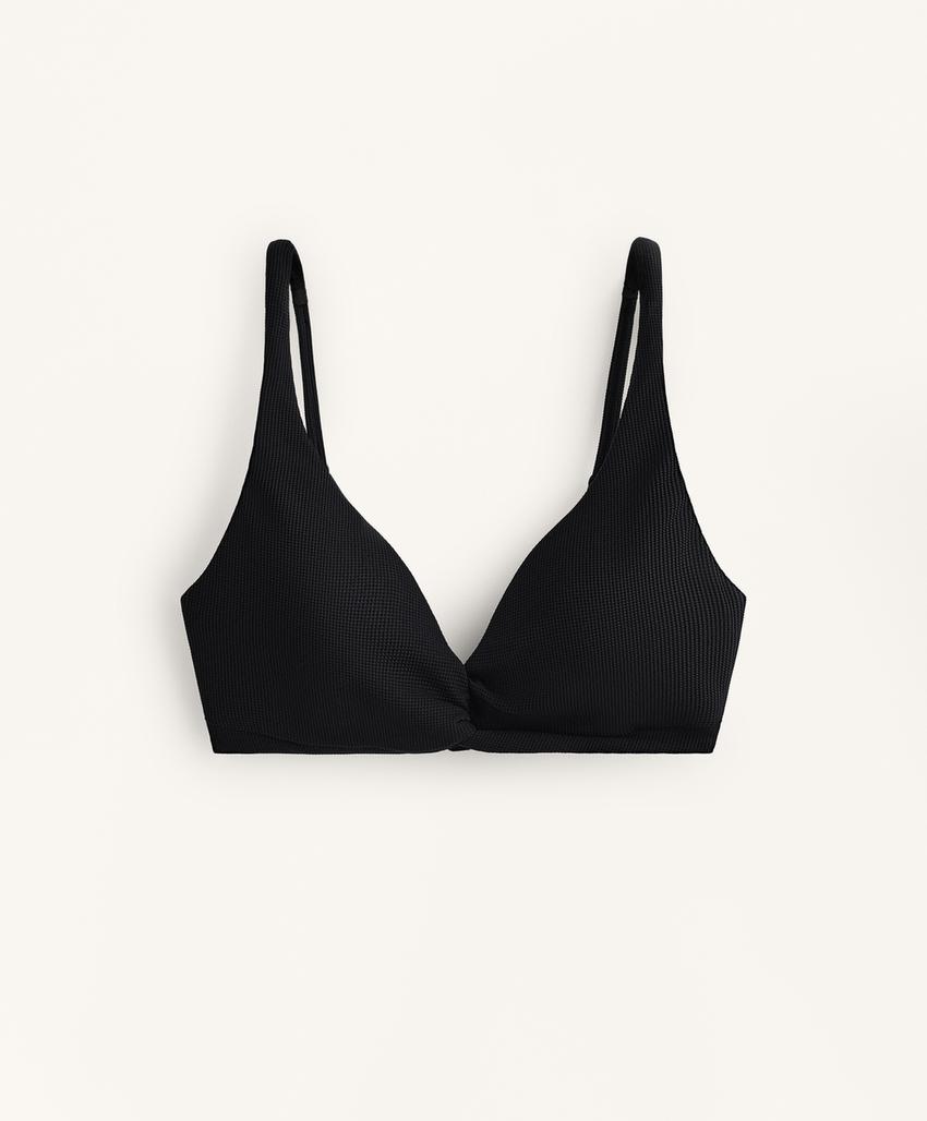 Топ бикини халтер с узлом из ткани пике