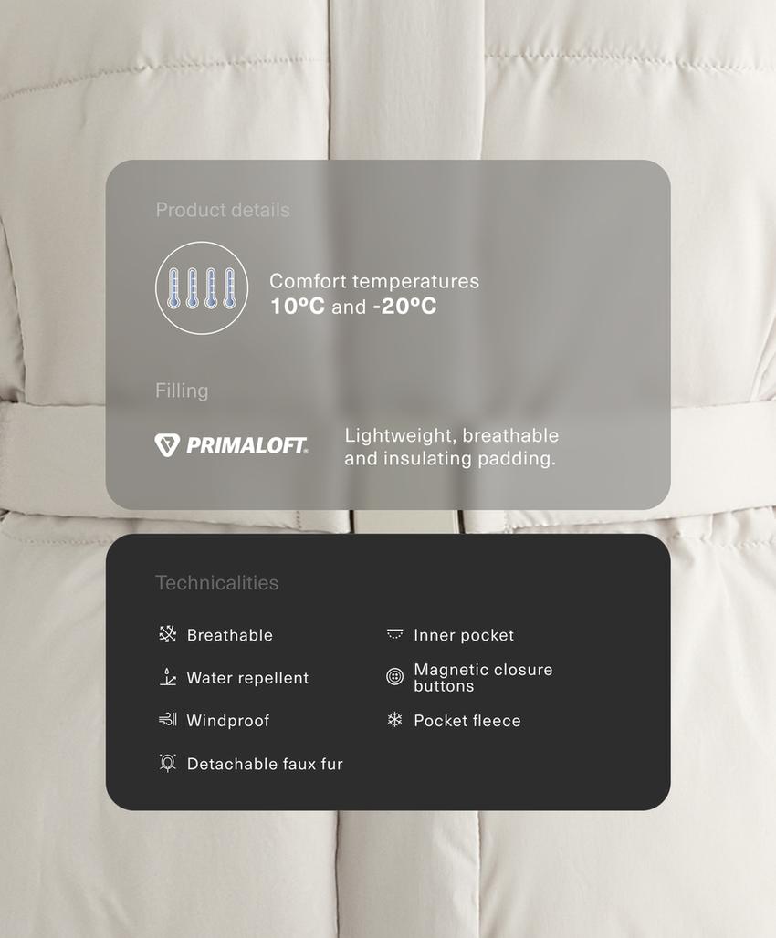 Водоотталкивающая утепленная куртка миди Primaloft®