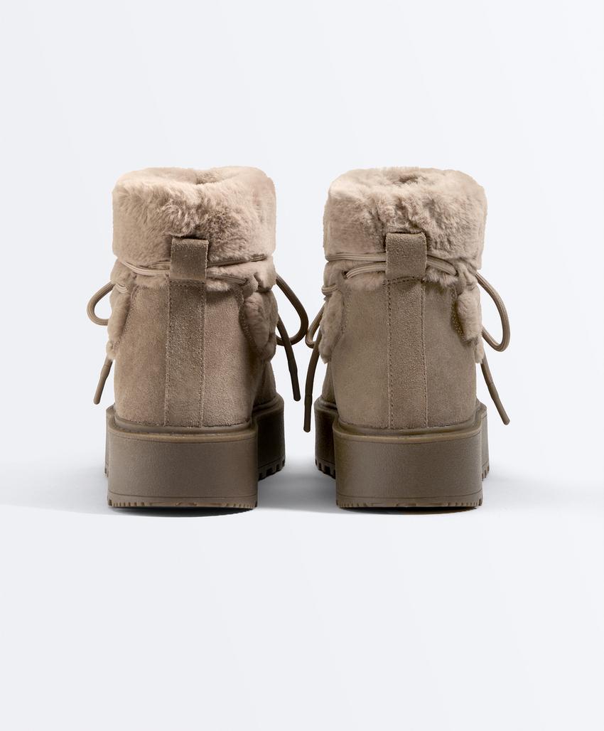 Замшевые ботинки со шнуровкой и мехом