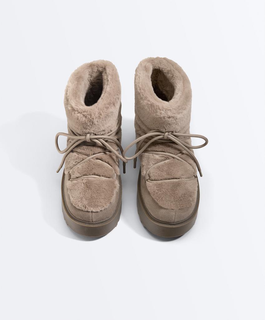 Замшевые ботинки со шнуровкой и мехом