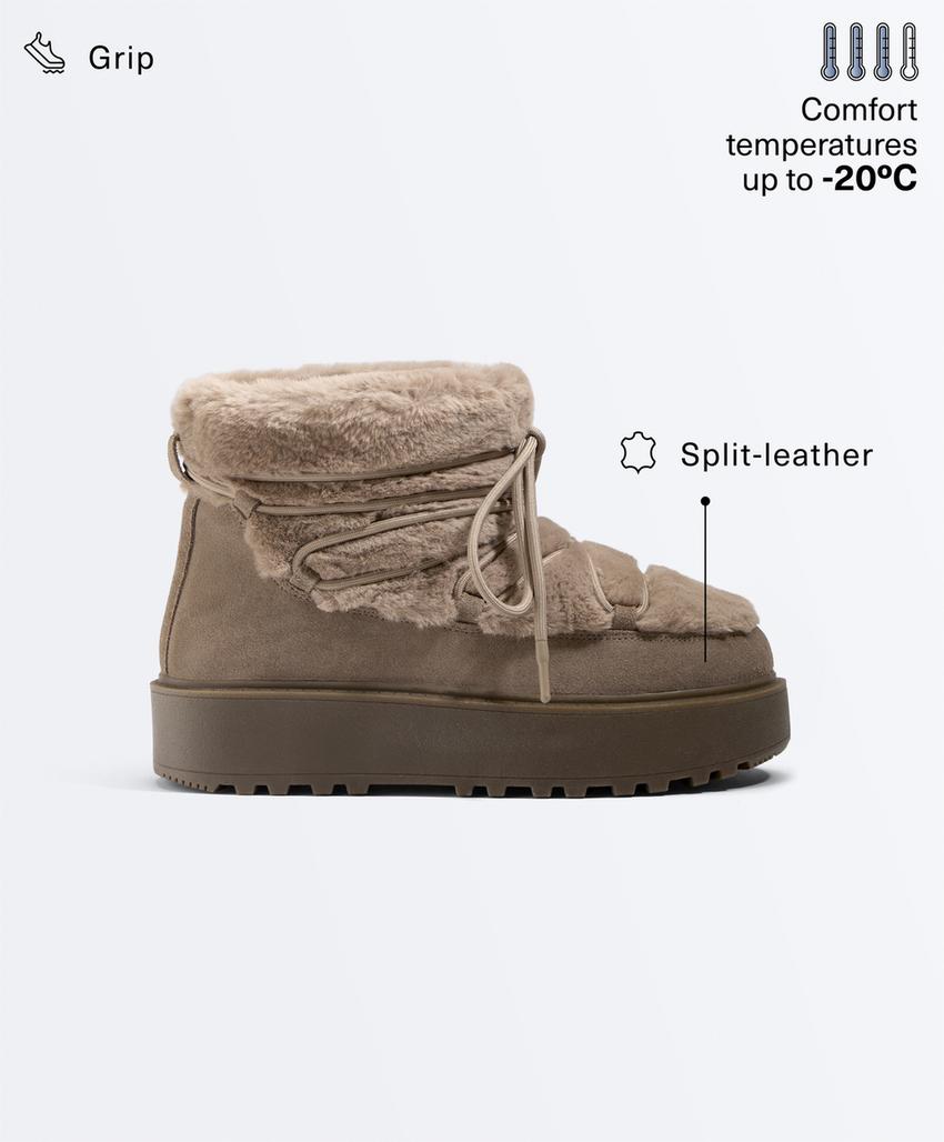 Замшевые ботинки со шнуровкой и мехом