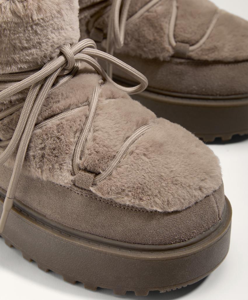 Замшевые ботинки со шнуровкой и мехом