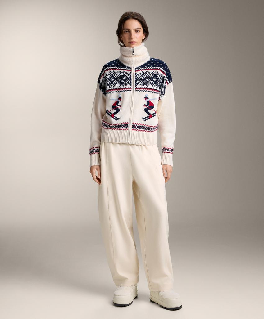 Вязаный кардиган с жаккардовым узором «Лыжи»