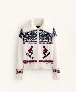 Вязаный кардиган с жаккардовым узором «лыжи»- Заказать в России