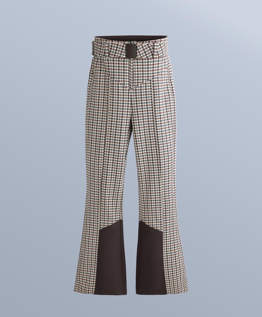 Water-resistant high-rise printed flare stretch SKI trousers