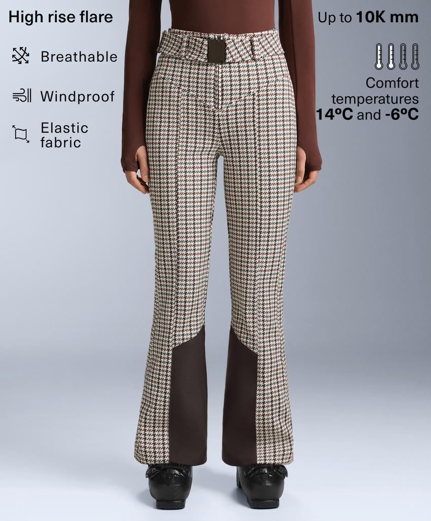 Water-resistant high-rise printed flare stretch SKI trousers