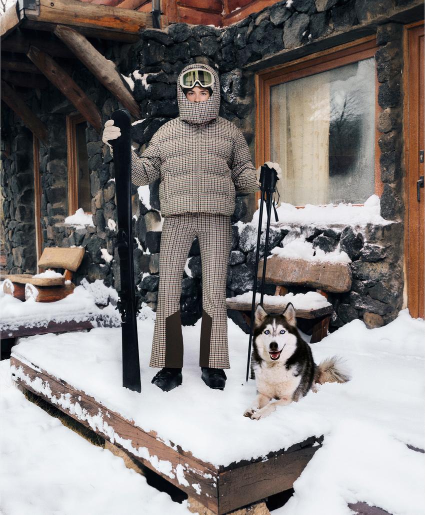 Water-resistant high-rise printed flare stretch SKI trousers