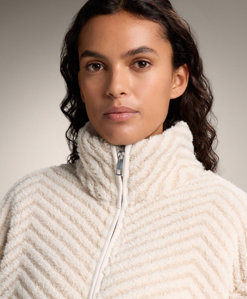 Herringbone faux-shearling jacket