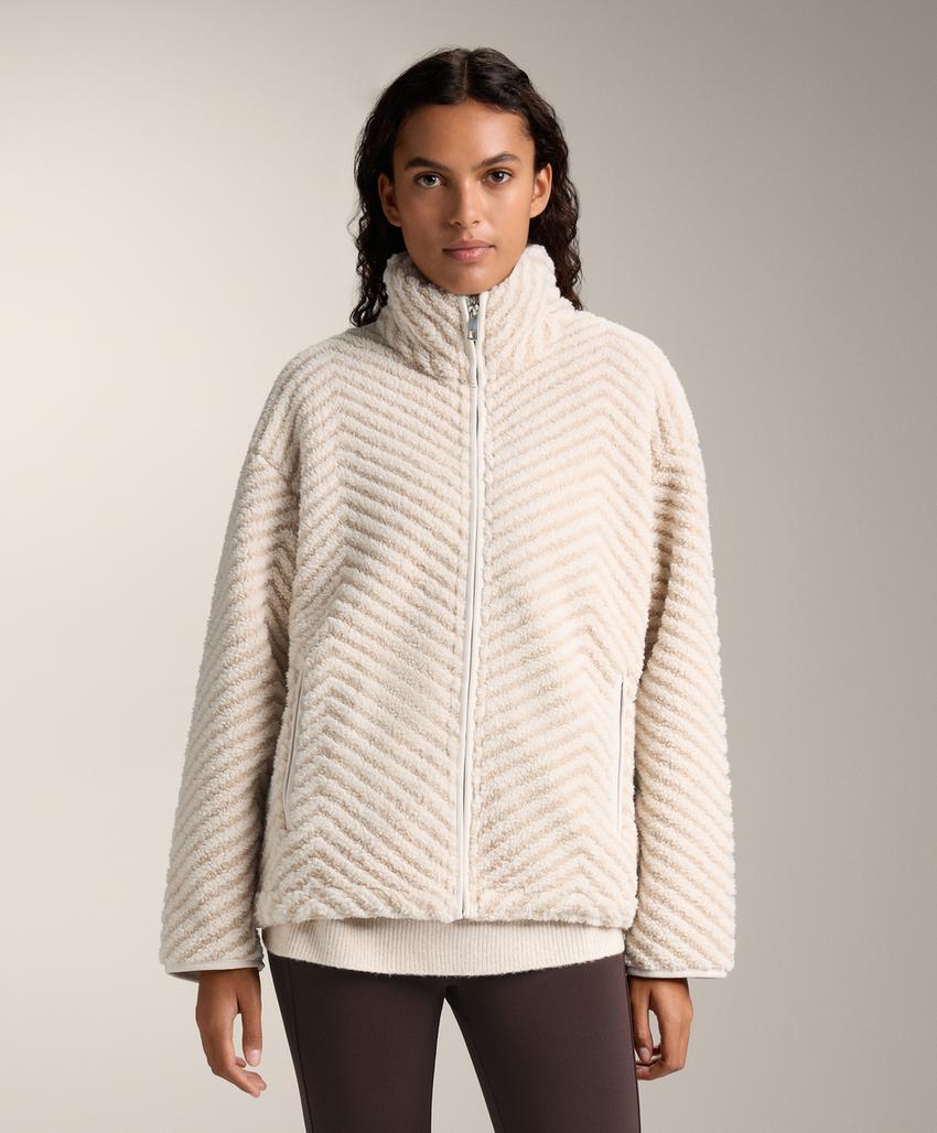 Herringbone faux-shearling jacket