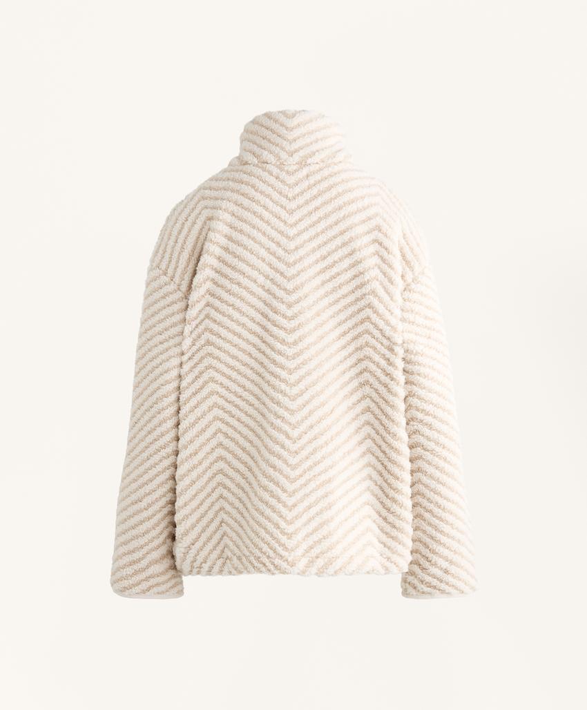 Herringbone faux-shearling jacket