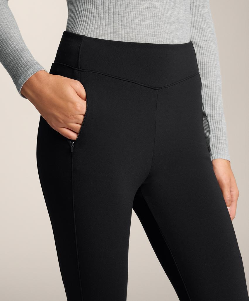 Теплые брюки клеш с высокой посадкой и карманами