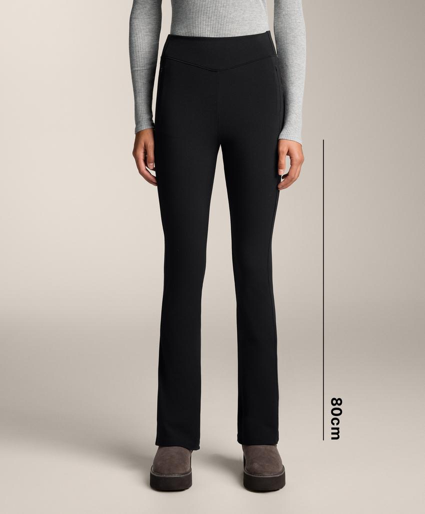 Теплые брюки клеш с высокой посадкой и карманами