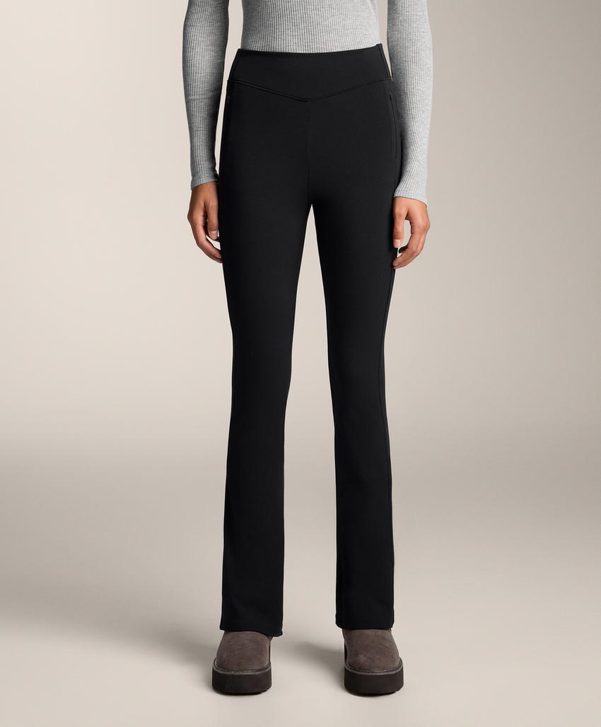 Теплые брюки клеш с высокой посадкой и карманами