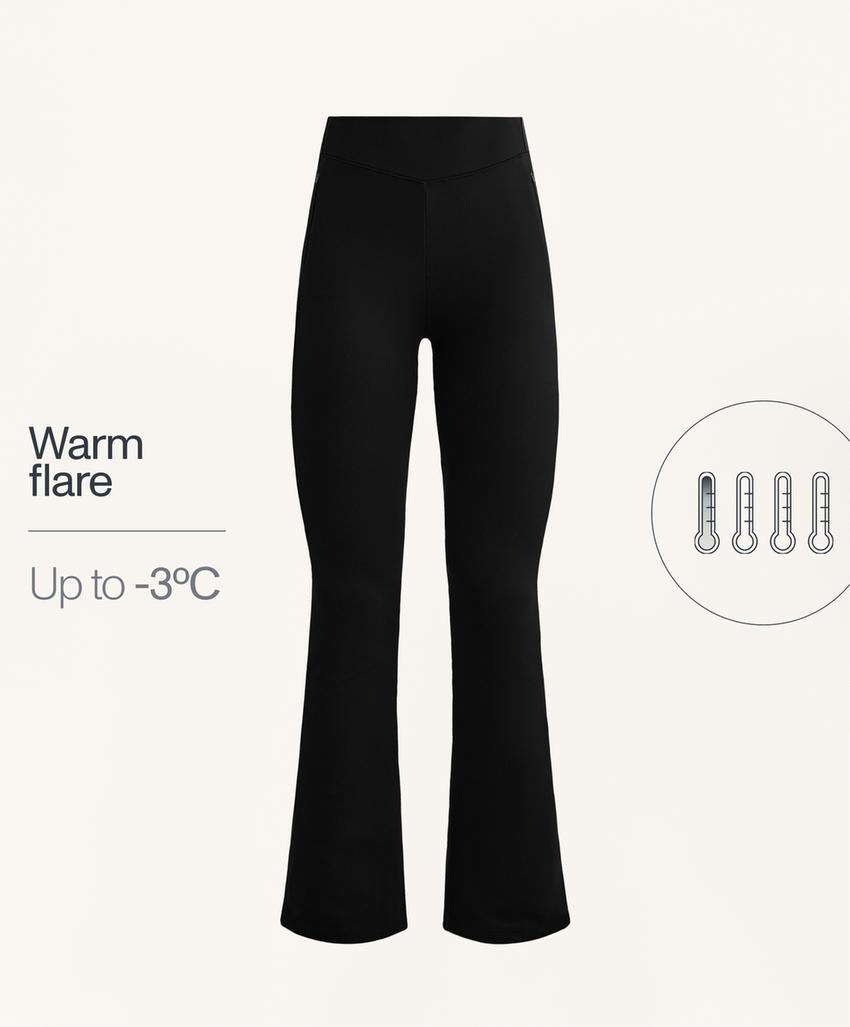 Теплые брюки клеш с высокой посадкой и карманами