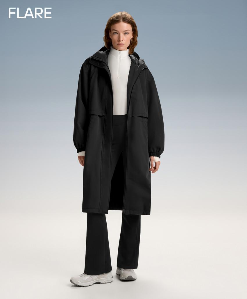 Теплые брюки клеш с высокой посадкой и карманами