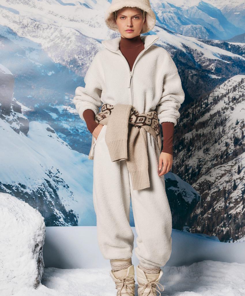 Легкий комбинезон из искусственной овчины с регулируемой талией