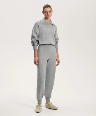 Длинный вязаный комбинезон с молнией до середины груди- Заказать в России