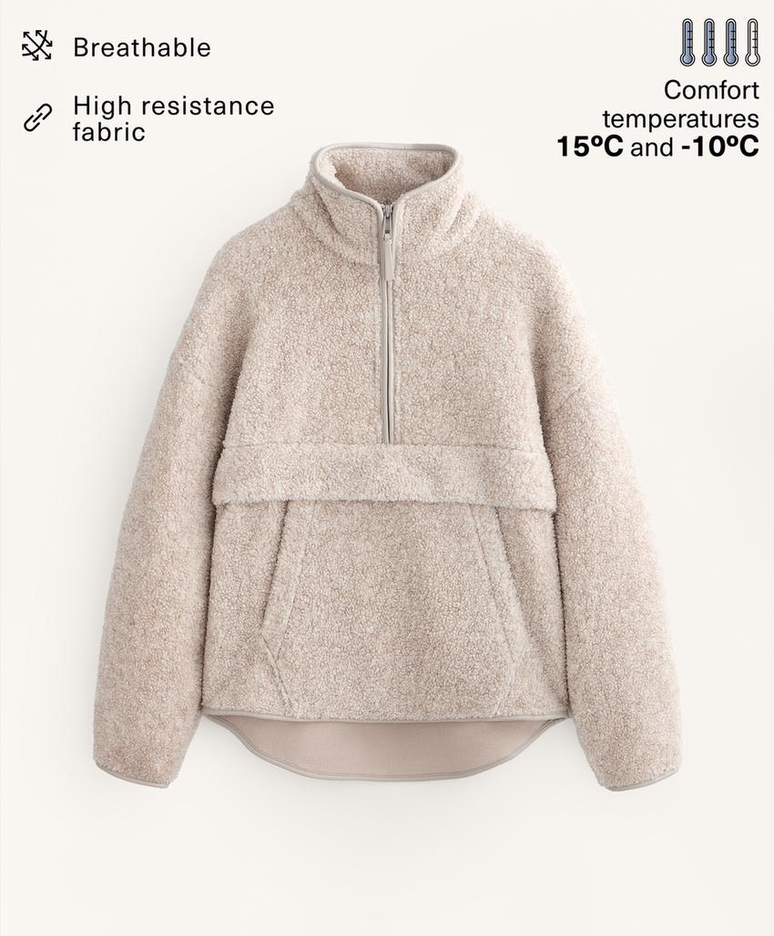 Толстовка из искусственной овчины с передним карманом