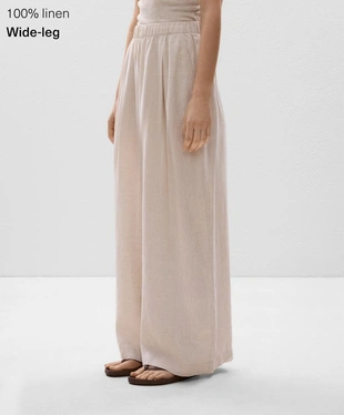 Широкие брюки 100% лен- Заказать в России