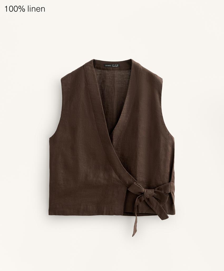 Top на запах с завязками из 100%-го льна