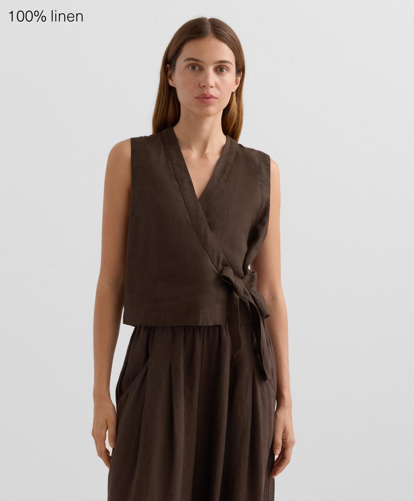 Top на запах с завязками из 100%-го льна