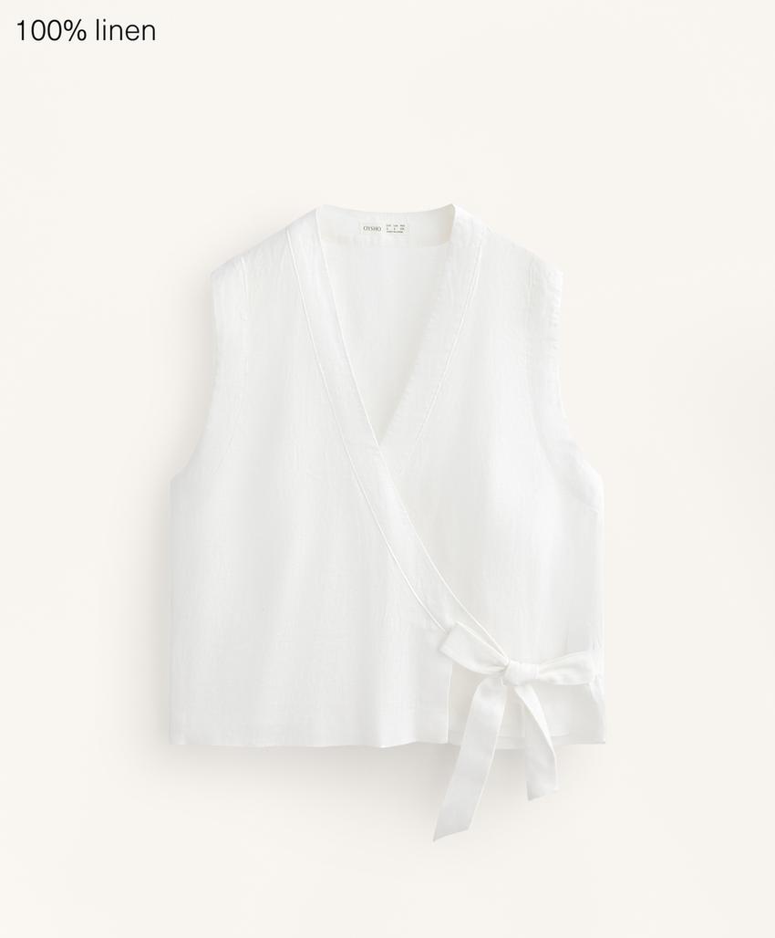 Top на запах с завязками из 100%-го льна