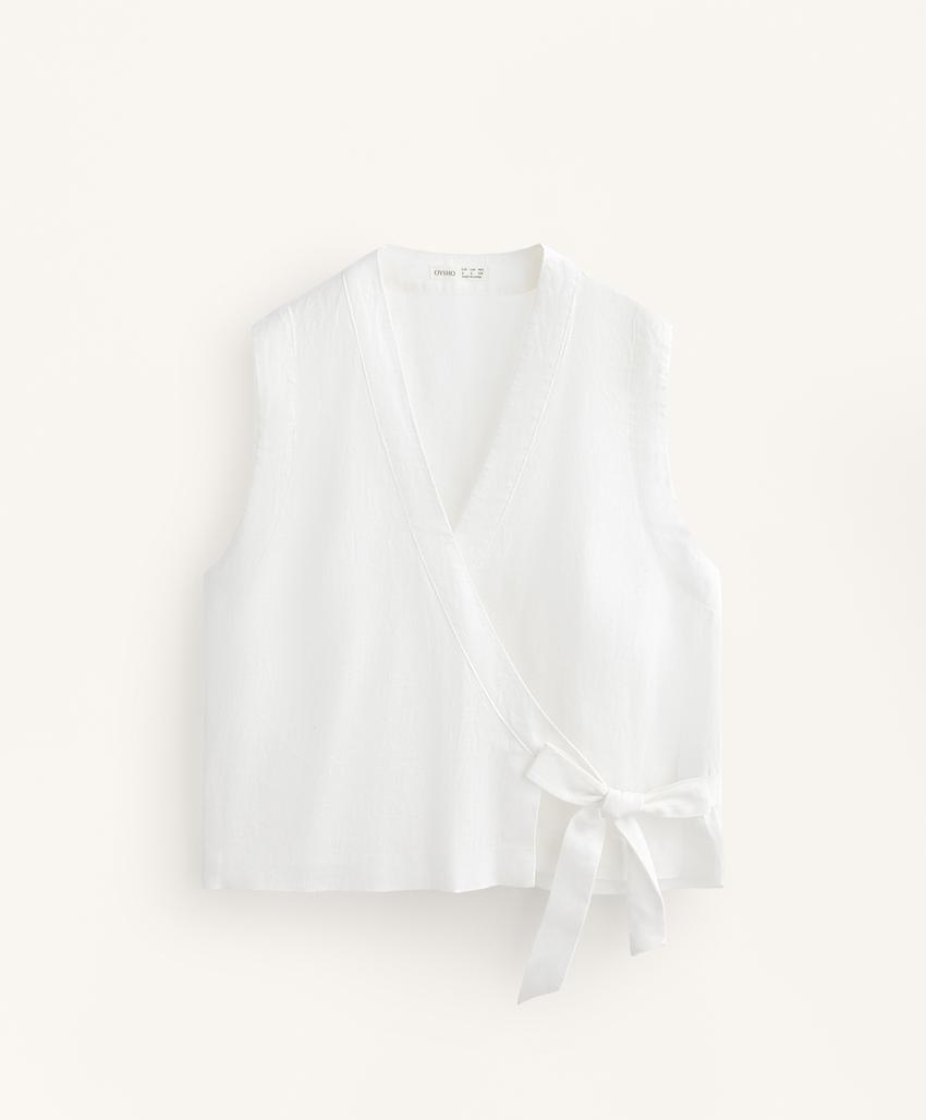 Top на запах с завязками из 100%-го льна