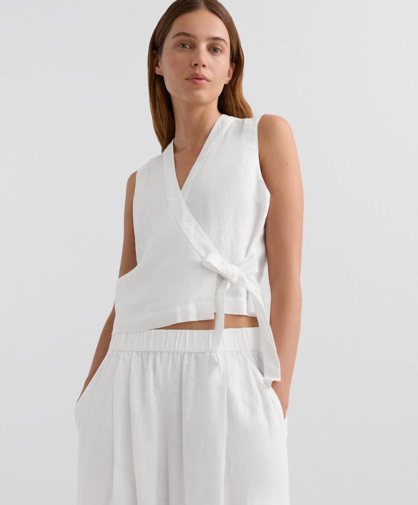 Top на запах с завязками из 100%-го льна