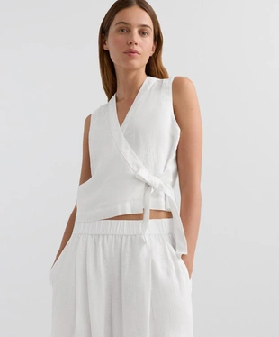 TOP на запах с завязками из 100%-го льна- Заказать в России