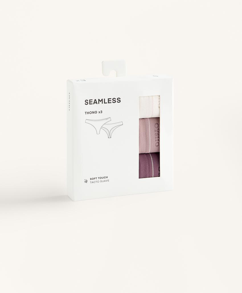 3 бесшовных трусов танга Seamless из мягкой ткани