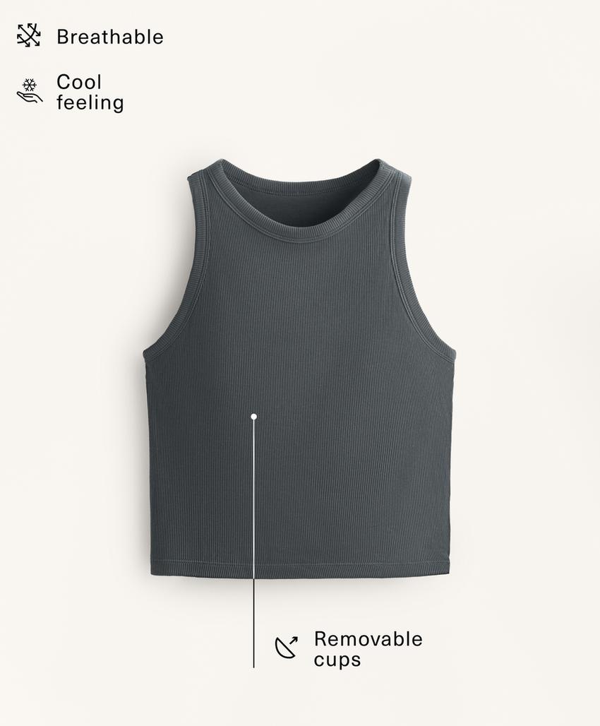 Удлиненный топ-майка в рубчик из смесового модала