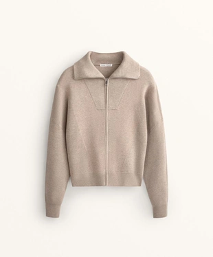 Вязаная куртка с воротником в рубчик- Заказать в России