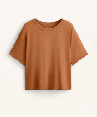 Футболка квадратного кроя из смесового хлопка с короткими рукавами- Заказать в России